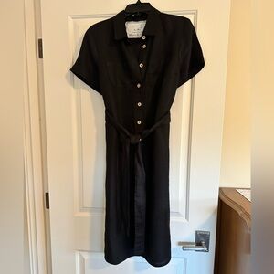 notPERFECTLINEN Charcoal Black Linen Shirtdress